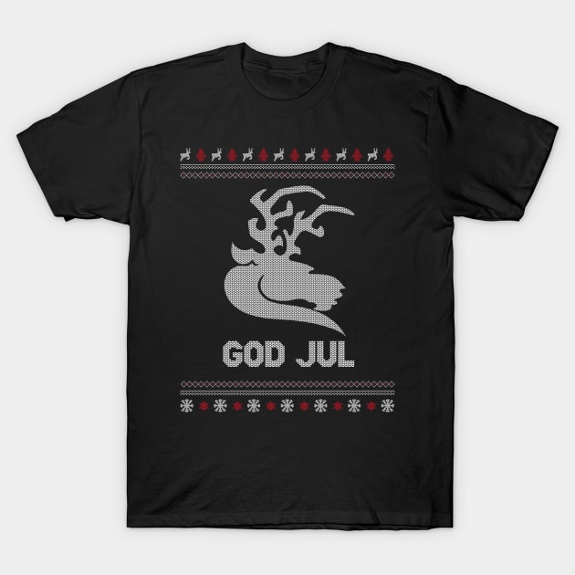 God Jul Merry Christmas Norway Sweden Viking Reindeer Xmas Shirt T-Shirt by stearman